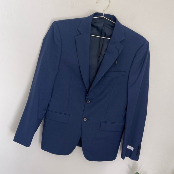 Calvin Klein Other - CALVIN KLEIN Men’s Solid Blue 100% Wool Suit Jacket Sz 38S NWOT